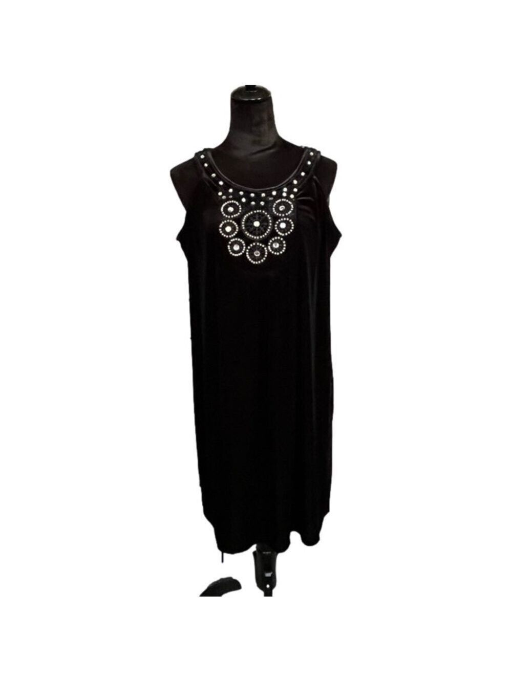Collection by Dressbarn black sleeveless velvet w/ rhinestone dress  sz 16 NWT